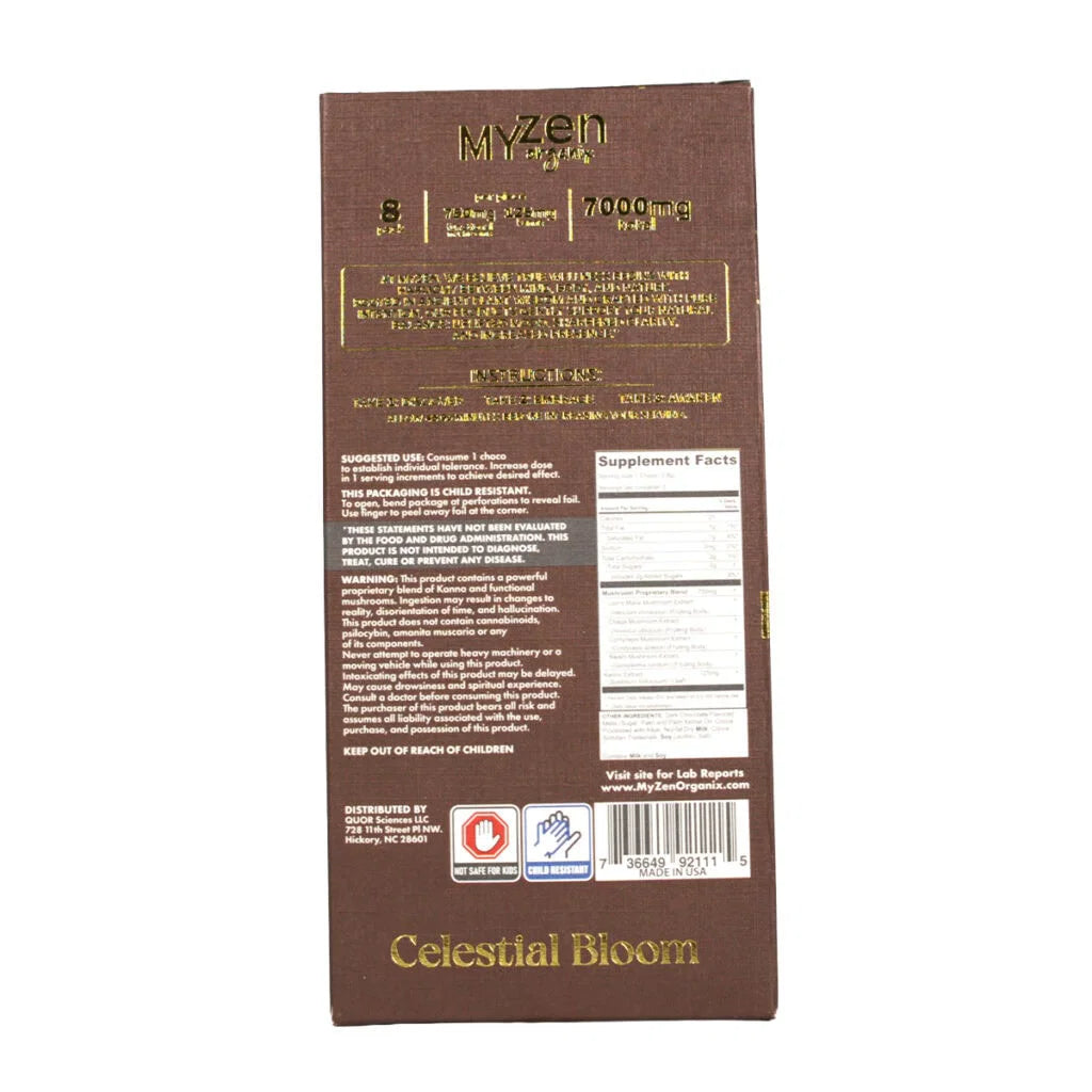 MyZen Organix Celestial Bloom Kanna+ 8pk — Supplement facts panel