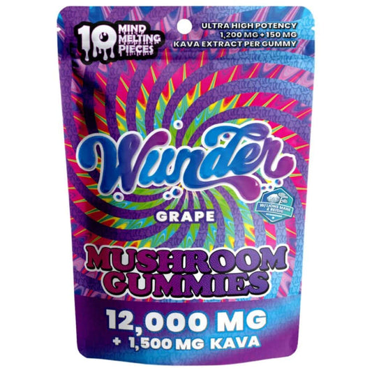 Wunder High Potency Mushroom Gummies Grape+Kava