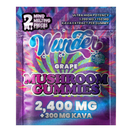 Wunder High Potency Mushroom Gummies Grape+Kava