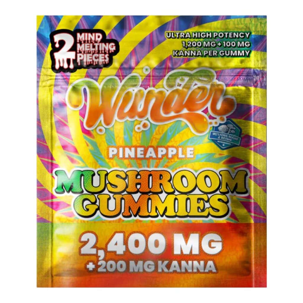 Wunder High Potency Mushroom Gummies Pineapple+Kanna